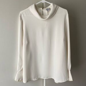 Chico's Blouse Size 3 (16-18) Georgette style Shirt Cream Ivory Collar In Back